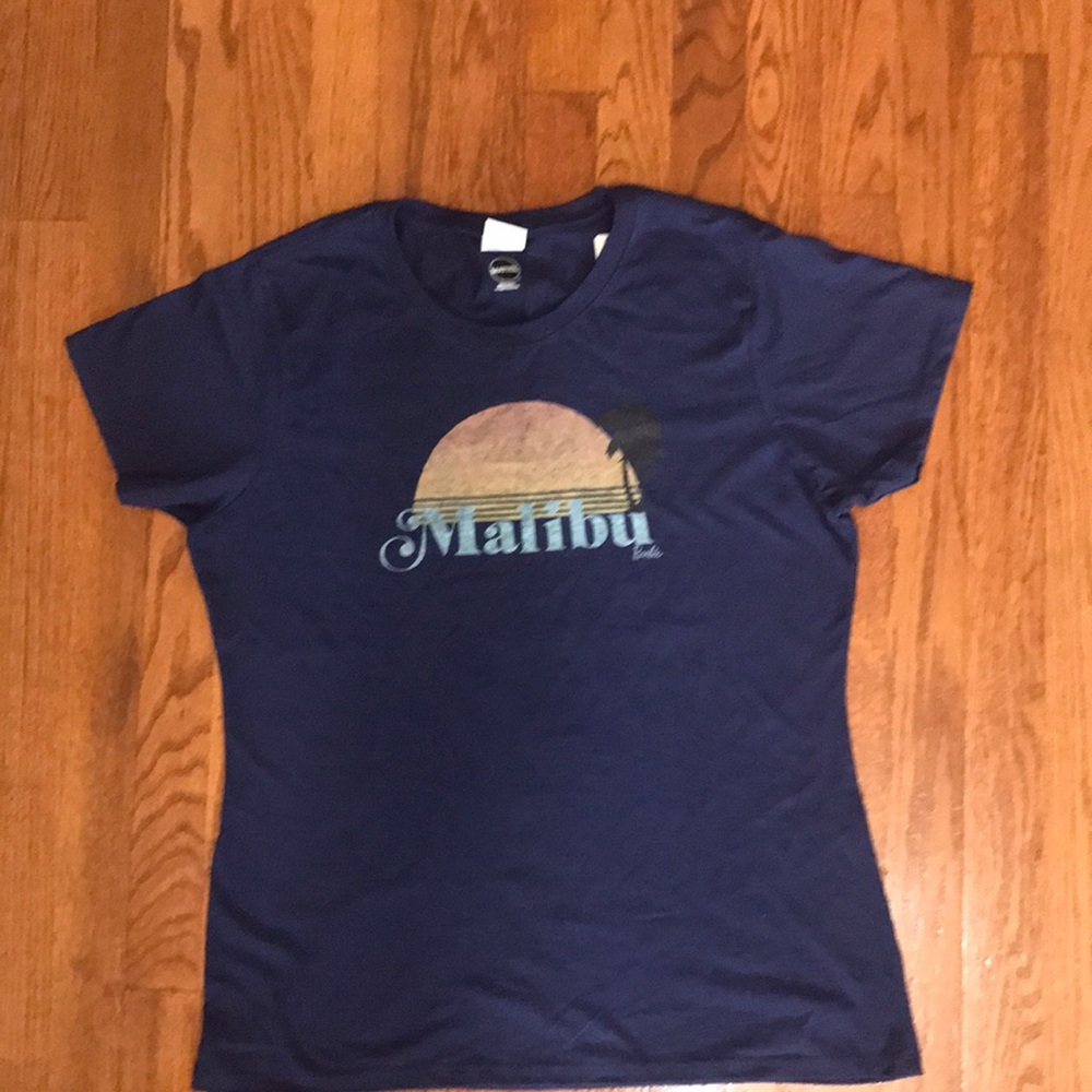 Ladies Blue Classic Fit Official Licensed Mattel Malibu Barbie Shirt Size Large